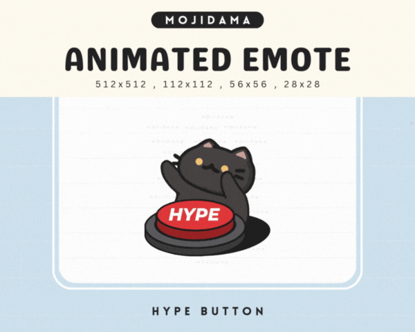 Cat Black Hype Button Emotes