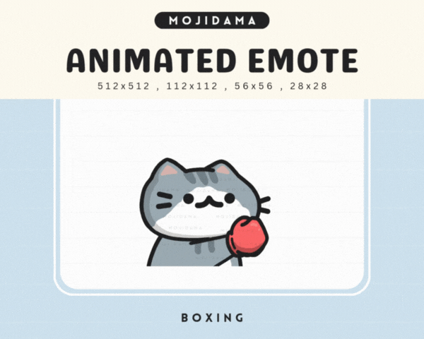 Cat Cool Grey Boxing Emotes