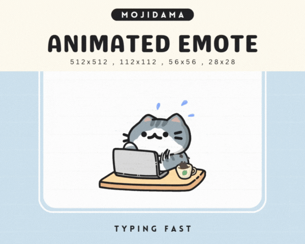Cat Cool Grey Typing Fast Emotes