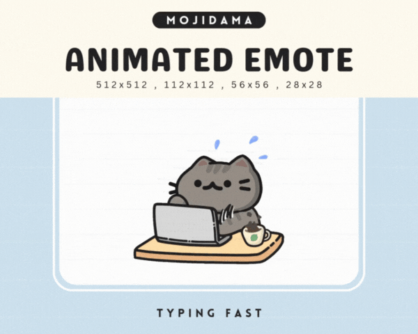 Cat Grey Typing Fast Emotes