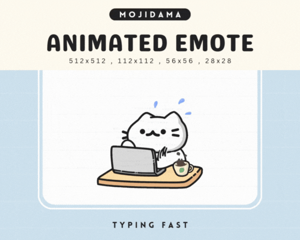 Cat White Typing Fast Emotes