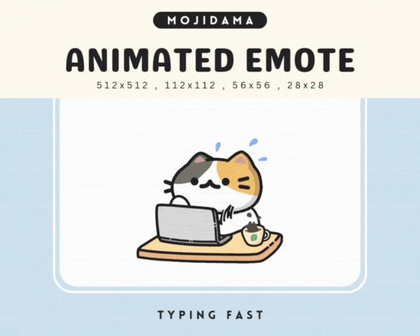 Cat White Orange Black Typing Fast Emotes