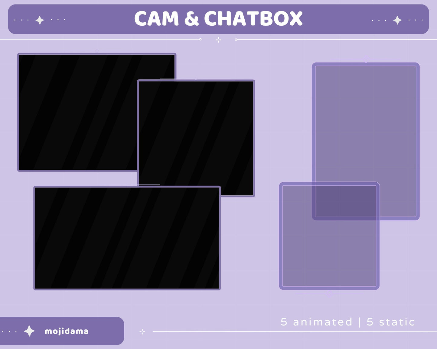Purple Sky Animated Stream Pack: Lofi Violet Overlay, Emotes, Panels (Digital Download)