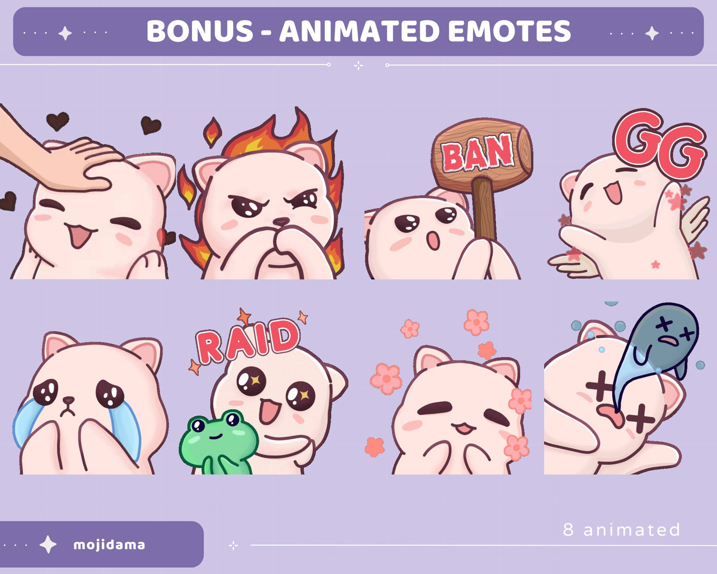 Purple Sky Animated Stream Pack: Lofi Violet Overlay, Emotes, Panels (Digital Download)
