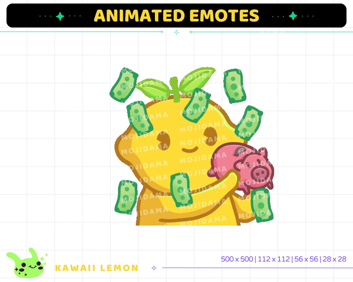 Kawaii Lemon Animated Emotes: Twitch Stream Pack (Digital Download)
