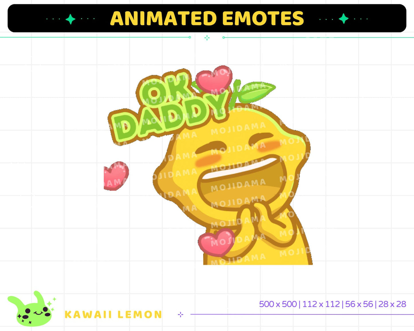 Kawaii Lemon Animated Emotes: Twitch Stream Pack (Digital Download)