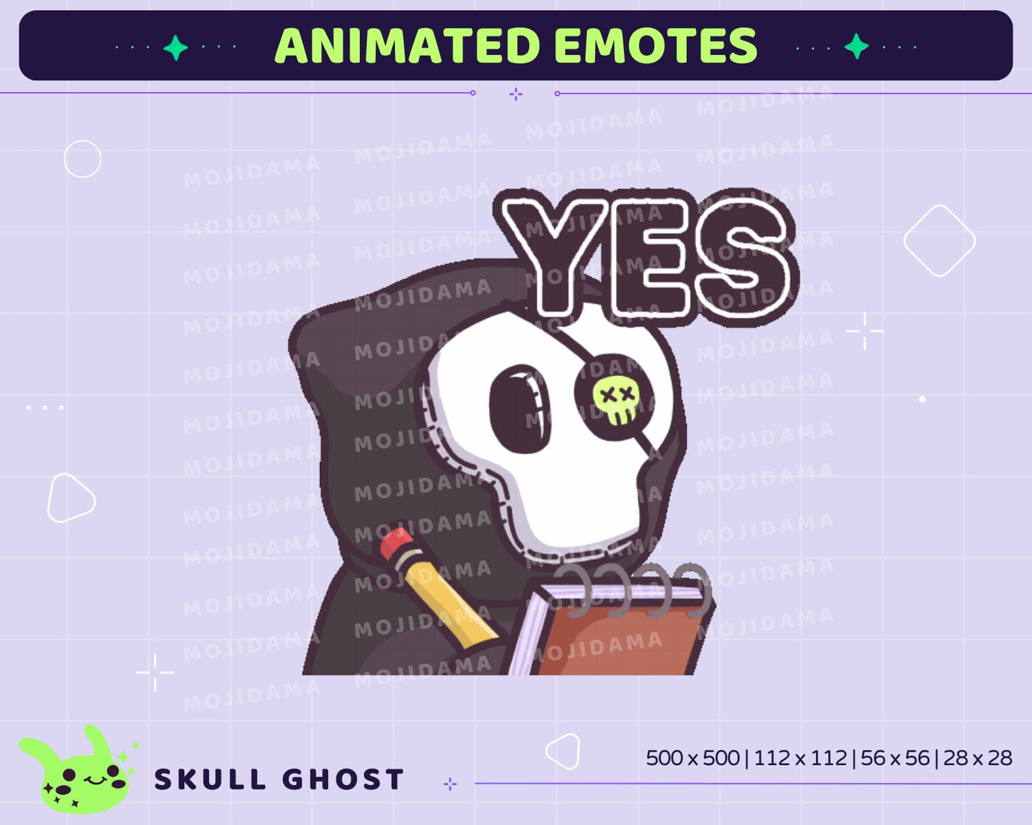 Skull Ghost Animated Emotes Bundle: Twitch Stream Pack (GIF)
