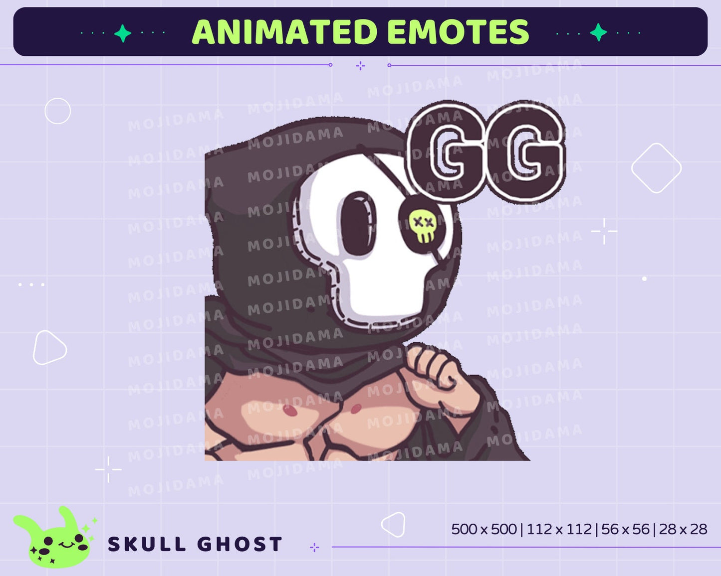 Skull Ghost Animated Emotes Bundle: Twitch Stream Pack (GIF)