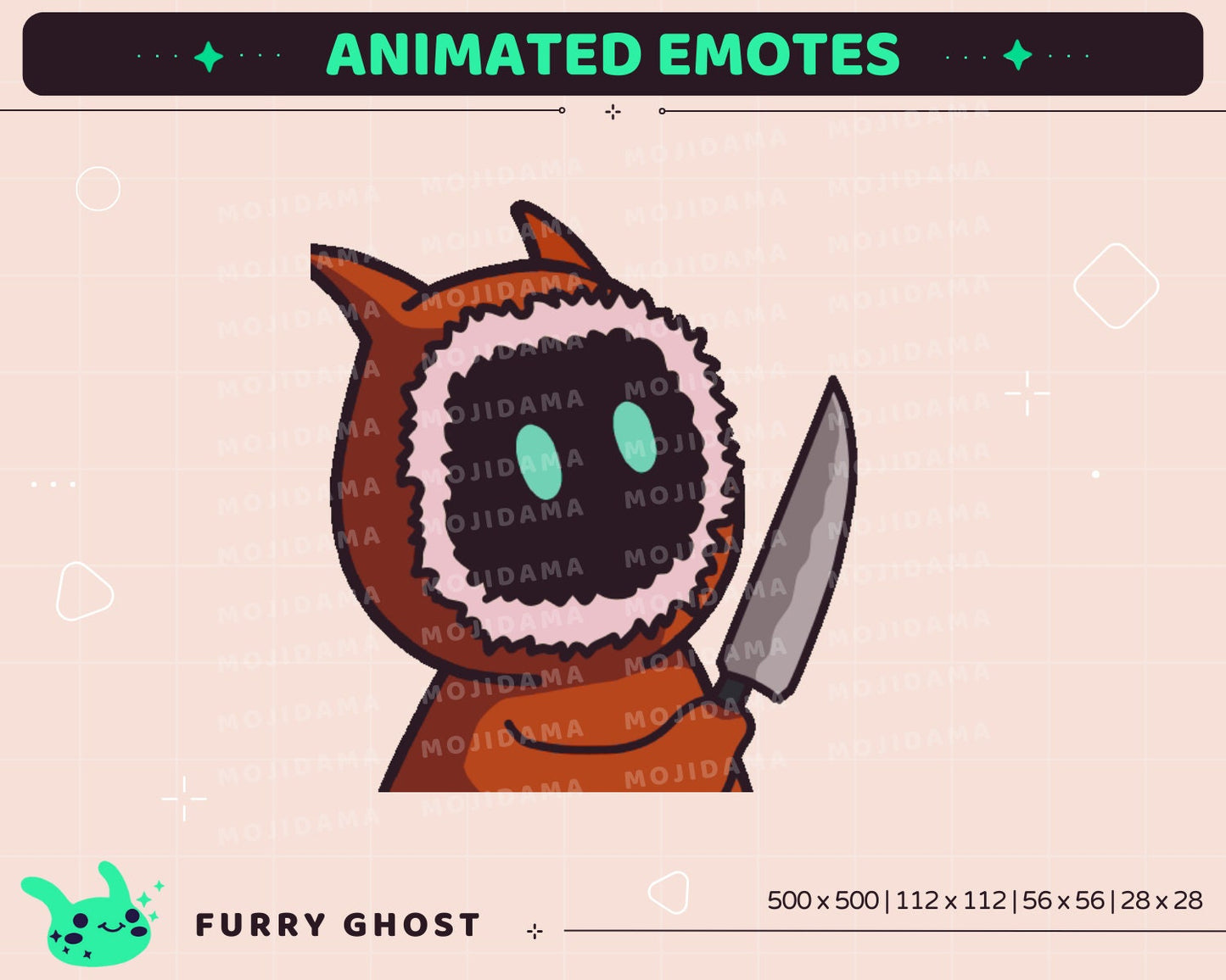 Furry Ghost Animated Emotes: Twitch Stream Pack (Digital Download)
