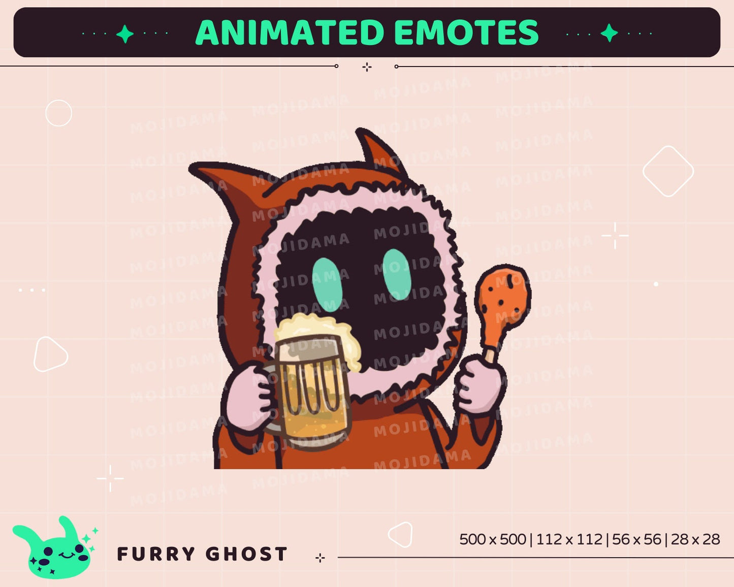Furry Ghost Animated Emotes: Twitch Stream Pack (Digital Download)