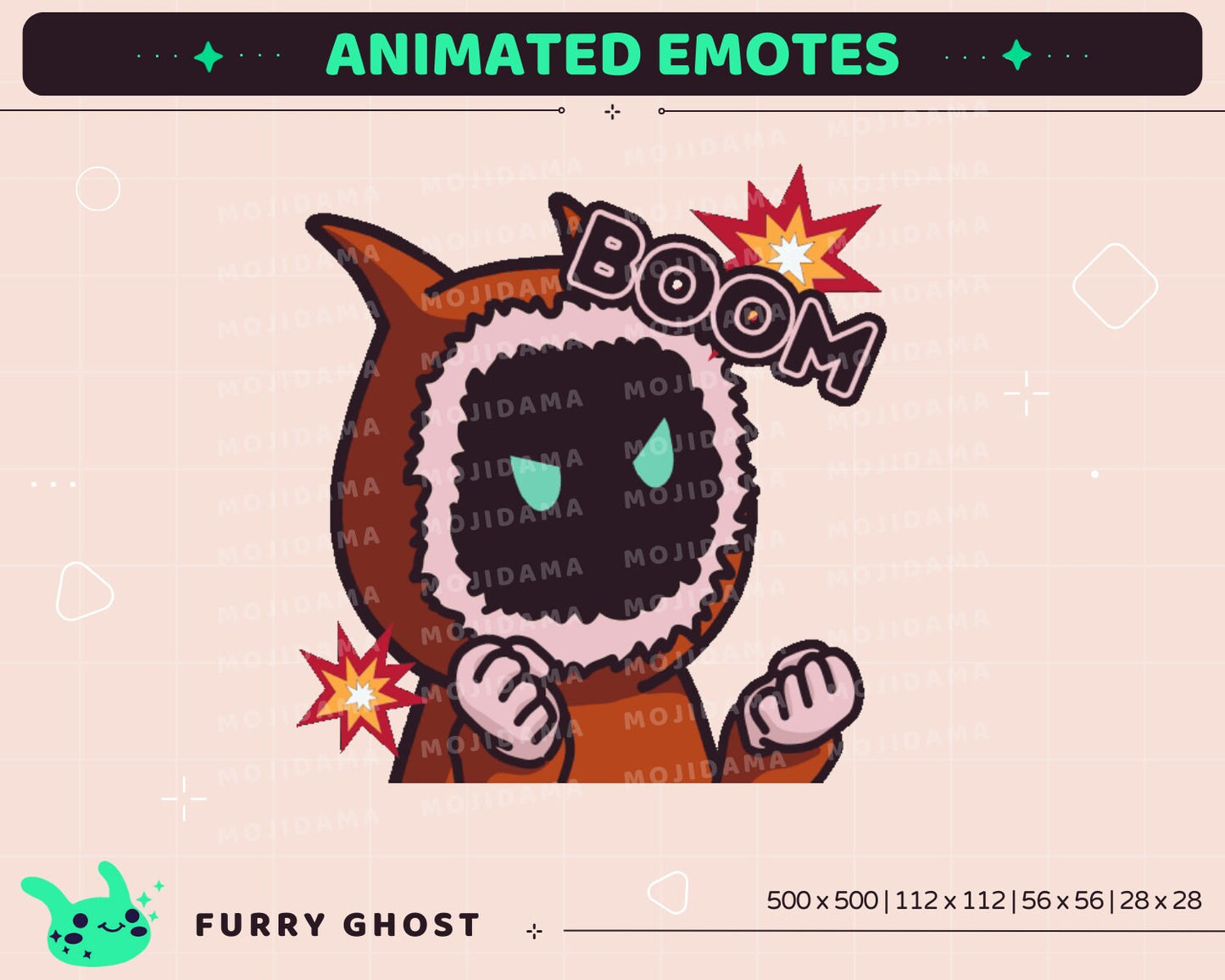 Furry Ghost Animated Emotes: Twitch Stream Pack (Digital Download)