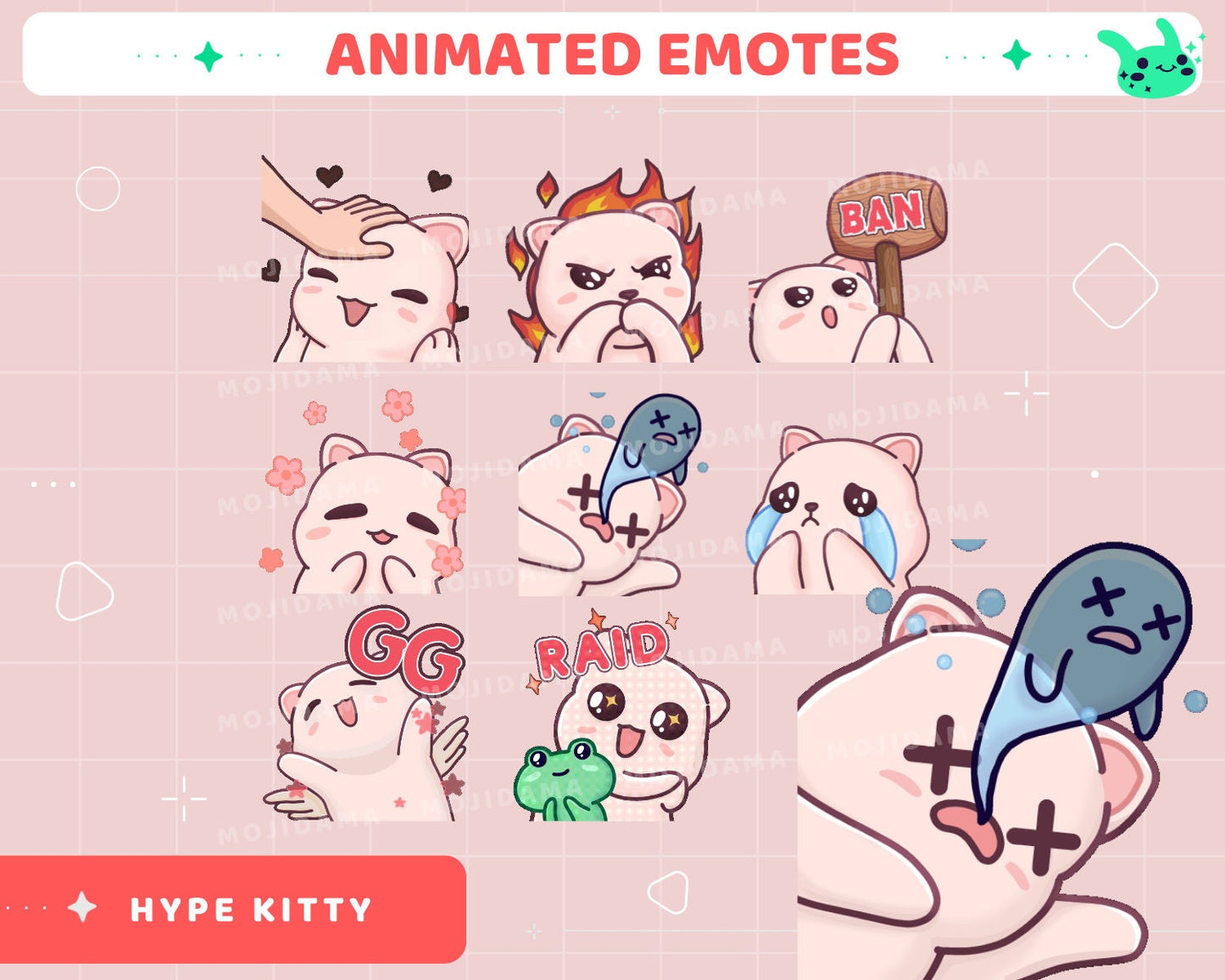 Hype Kitty Animated Emotes: Funny Twitch Stream Stickers (Digital Download)