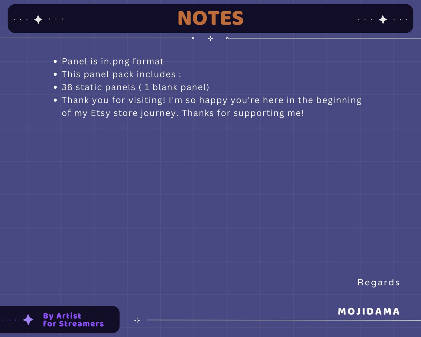 Space Twitch Panels Overlay Set – Black Static Stream Graphics with Stars & Cat Theme