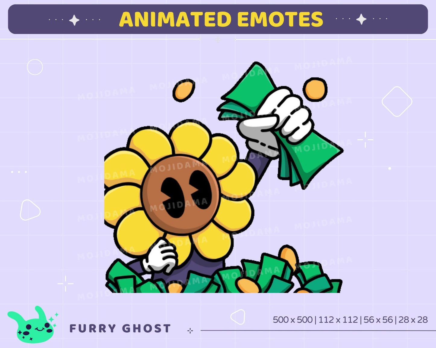 Flower Emotes Animation Funny Plant Animated Cute Emote Set Sus Sub Raid Ban Kawaii Yes Happy Sad Cat Bunny Twitch Kick Bundle Full Pack