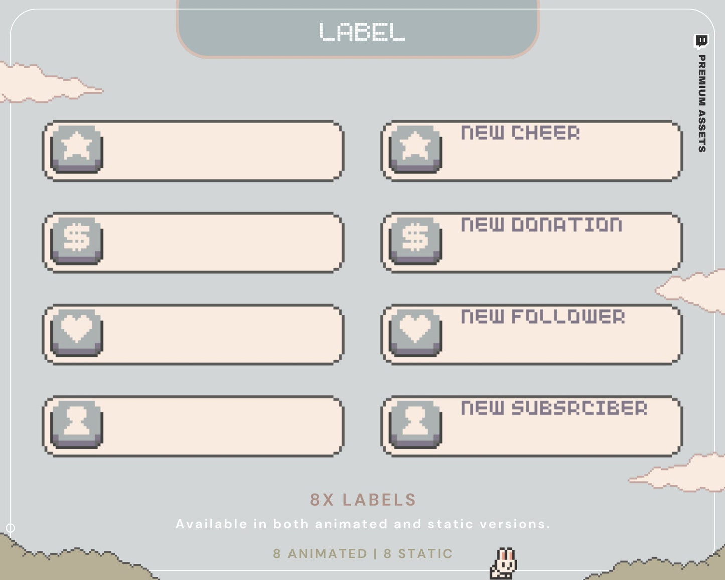 Bunny Twitch Animation Stream Overlay Animated Cute Rabbit Aesthetic Full Stream Package Lofi Stream Pack Kick Youtube Vtuber Just Chatting