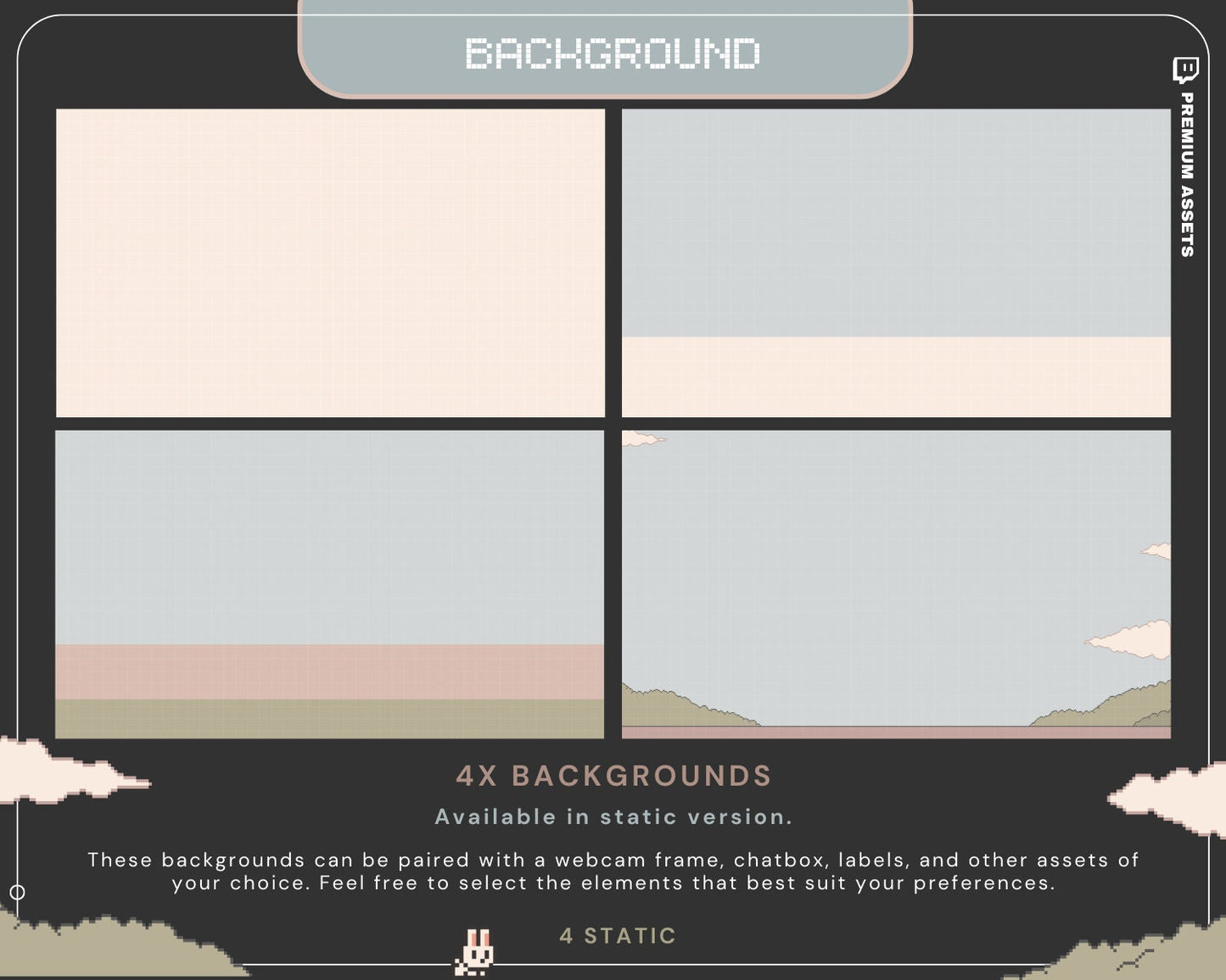 Bunny Twitch Animation Stream Overlay Animated Cute Rabbit Aesthetic Full Stream Package Lofi Stream Pack Kick Youtube Vtuber Just Chatting