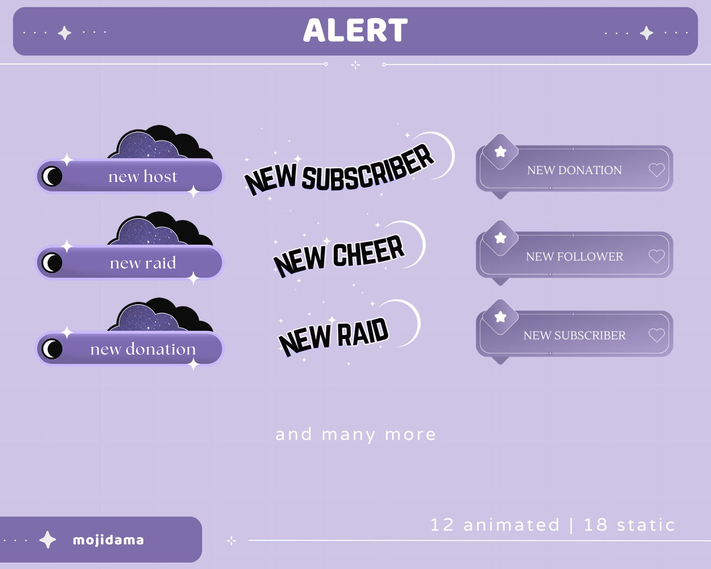 Purple Sky Animated Stream Pack: Lofi Violet Overlay, Emotes, Panels (Digital Download)