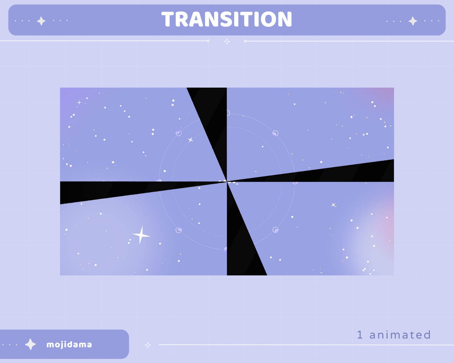 Blue Sky Animated Stream Pack: Purple Starry Vibe - VTuber Overlay (Digital Download)