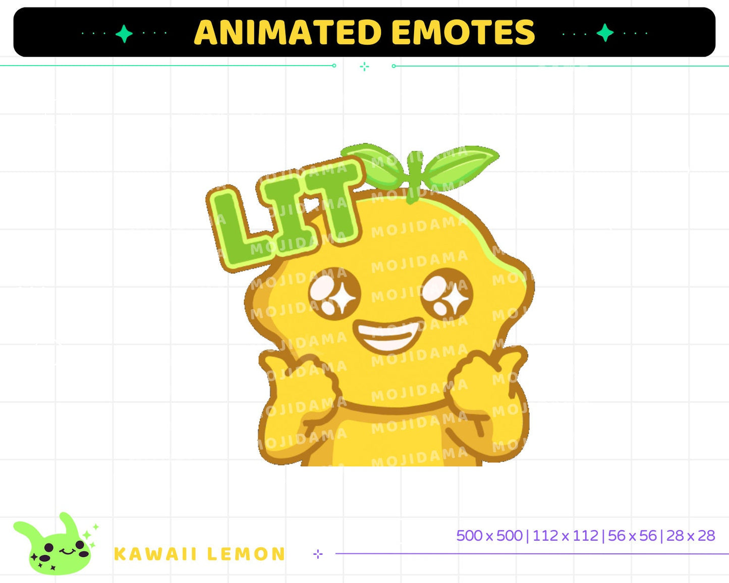 Kawaii Lemon Animated Emotes: Twitch Stream Pack (Digital Download)