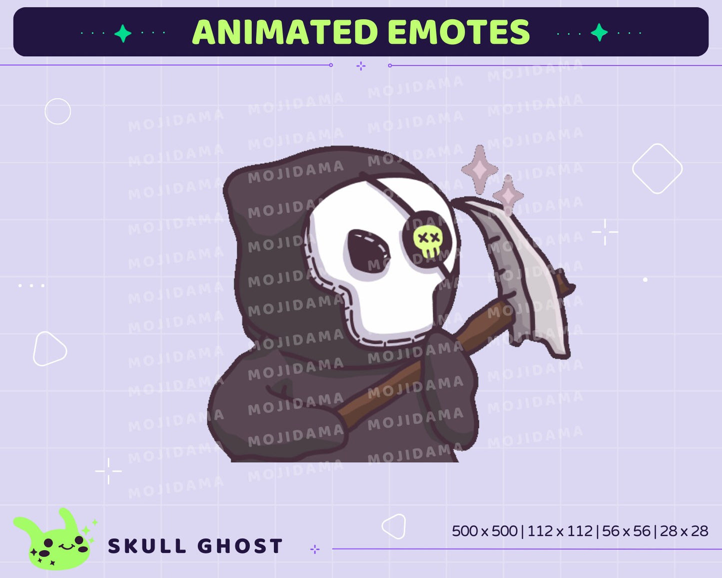 Skull Ghost Animated Emotes Bundle: Twitch Stream Pack (GIF)