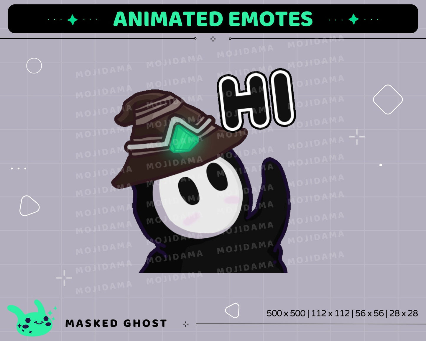 Masked Ghost Animated Emotes: Twitch, Discord, Kick (GIF/ZIP)