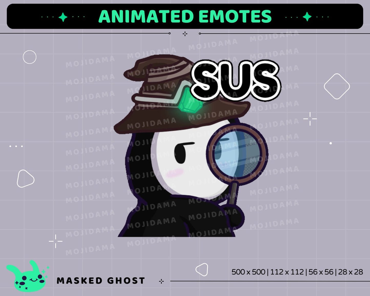 Masked Ghost Animated Emotes: Twitch, Discord, Kick (GIF/ZIP)