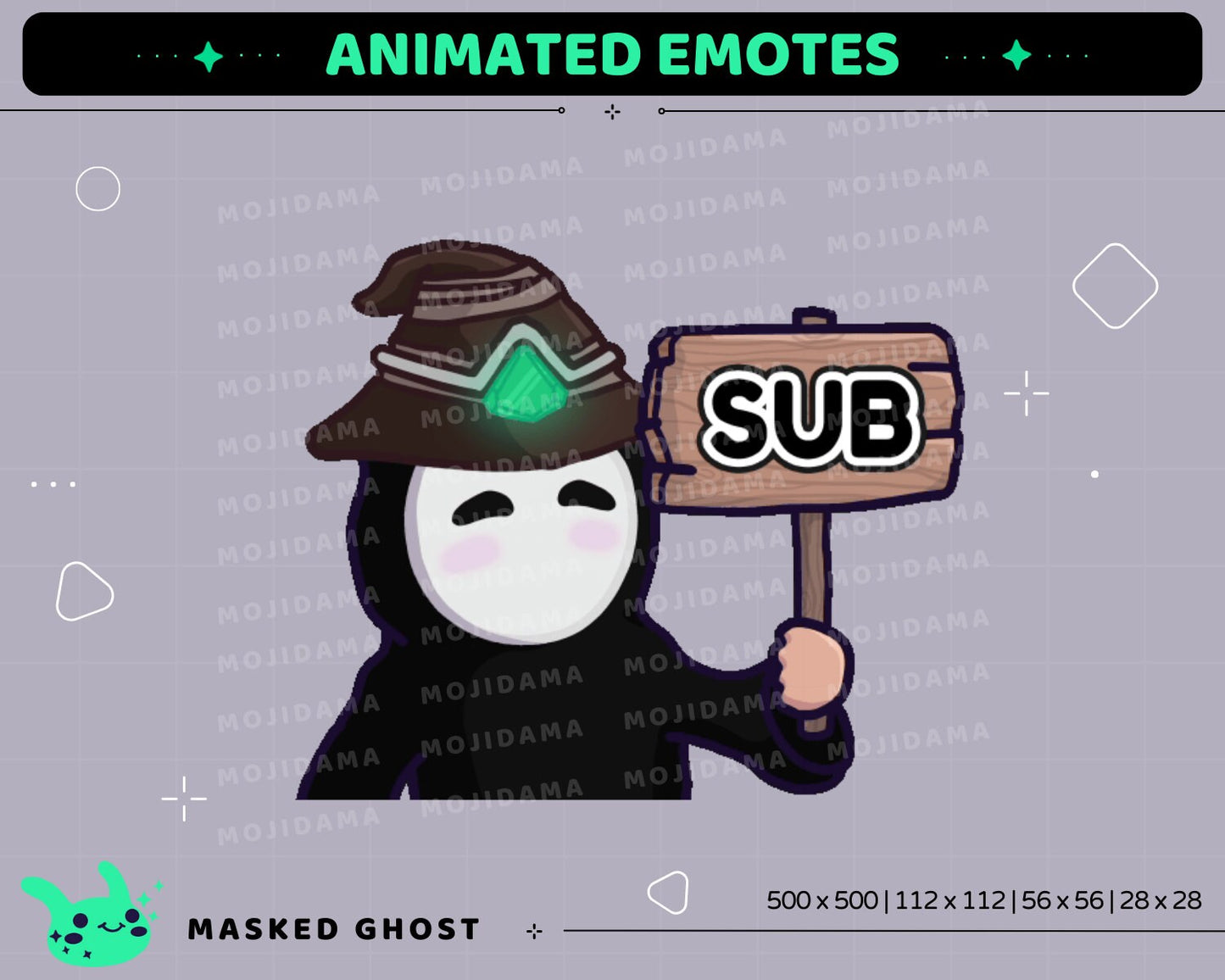 Masked Ghost Animated Emotes: Twitch, Discord, Kick (GIF/ZIP)