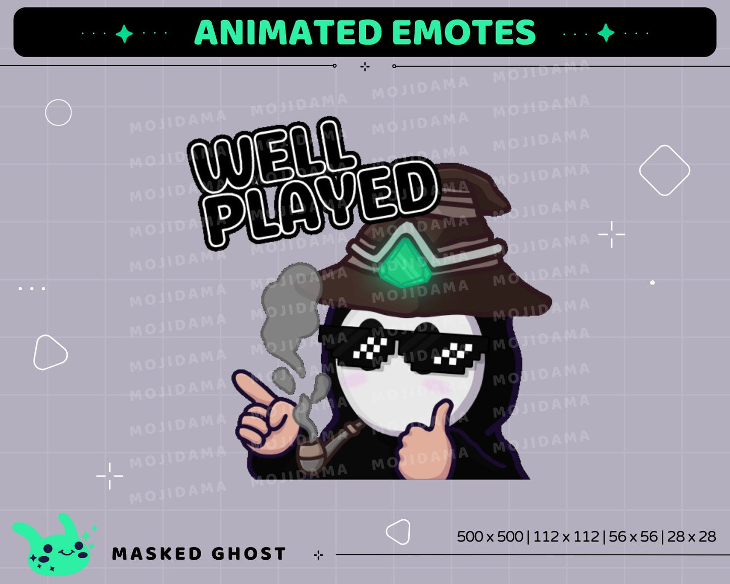 Masked Ghost Animated Emotes: Twitch, Discord, Kick (GIF/ZIP)