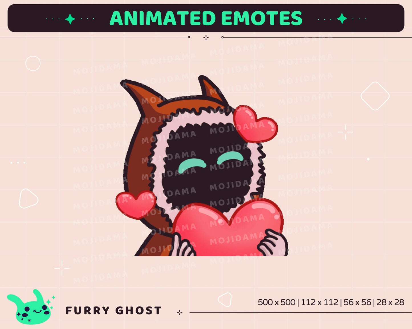 Furry Ghost Animated Emotes: Twitch Stream Pack (Digital Download)