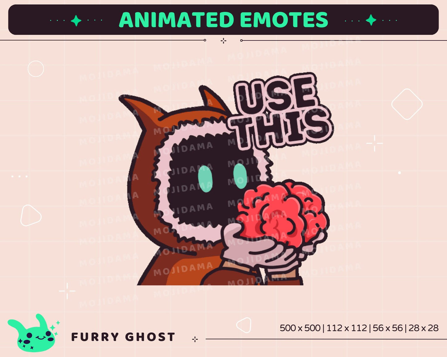 Furry Ghost Animated Emotes: Twitch Stream Pack (Digital Download)