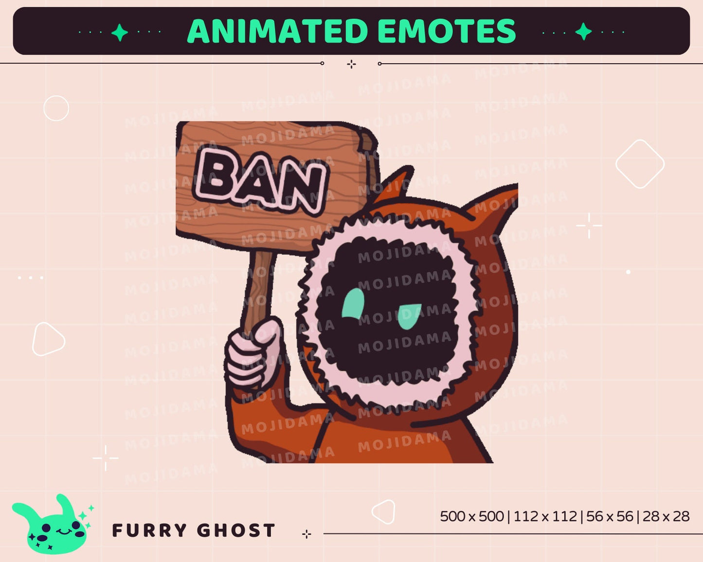 Furry Ghost Animated Emotes: Twitch Stream Pack (Digital Download)