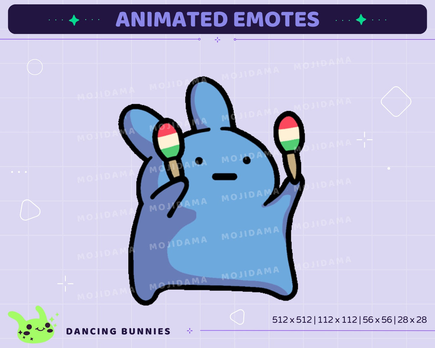 Dancing Bunnies Animated Emotes: Twitch/Kick/Discord (Digital Download)