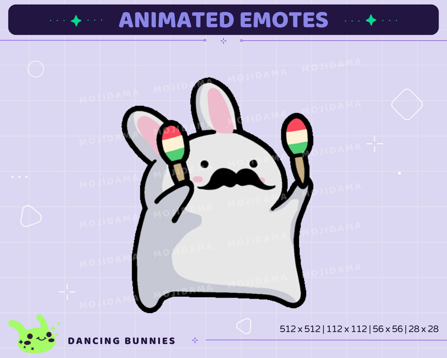 Dancing Bunnies Animated Emotes: Twitch/Kick/Discord (Digital Download)