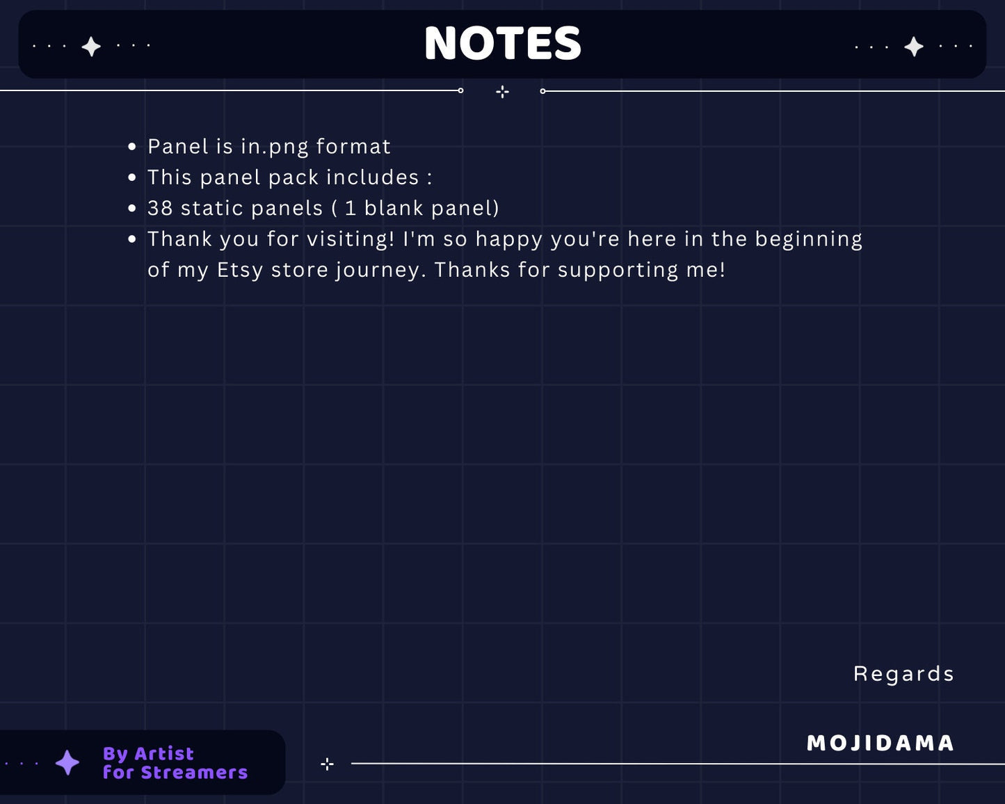 Galaxy Twitch Panels Overlay Set – Black Cosmic Stream Graphics with Stars & Cat Theme