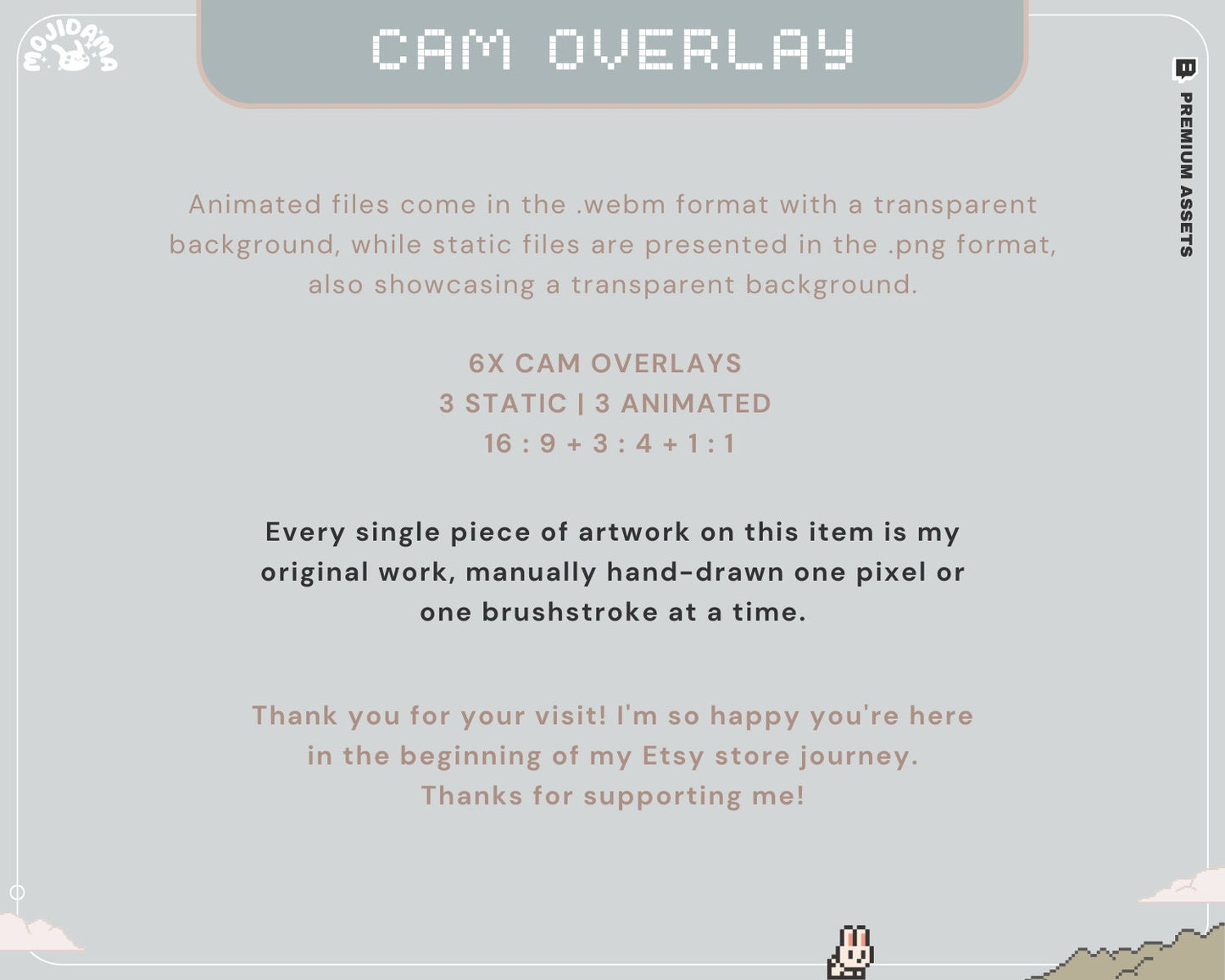 Y2K Bunny Cam Overlay: Animated Stream Overlay (Digital Download)