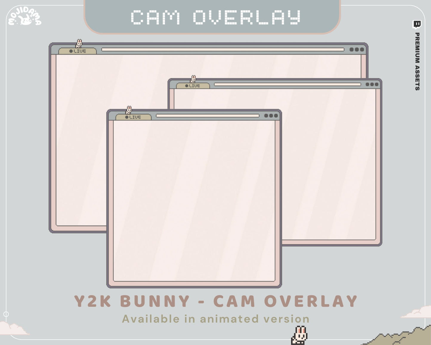 Y2K Bunny Cam Overlay: Animated Stream Overlay (Digital Download)