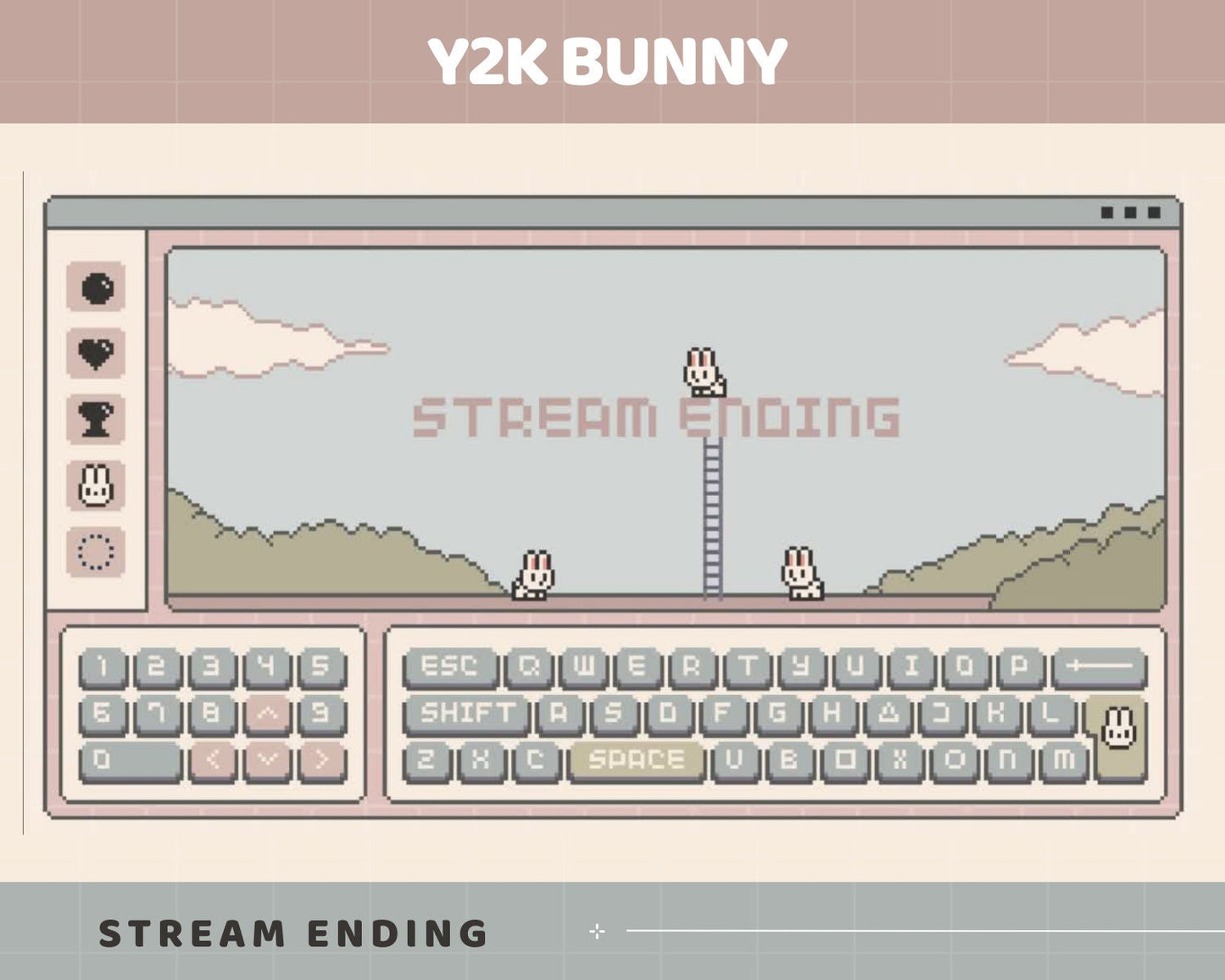 Y2K Bunny Lofi Animated Twitch Stream Screens (Digital Download)