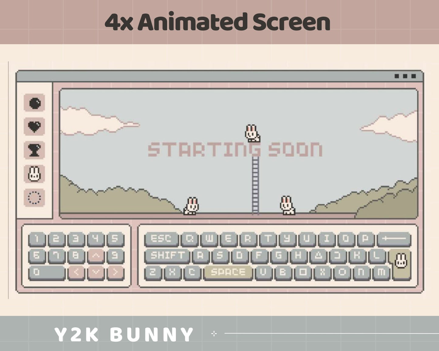 Y2K Bunny Lofi Animated Twitch Stream Screens (Digital Download)