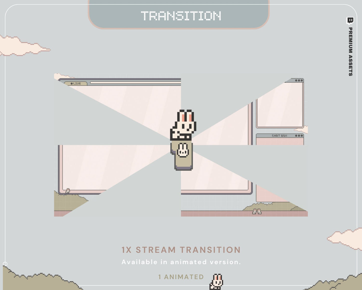 Bunny Twitch Animation Stream Overlay Animated Cute Rabbit Aesthetic Full Stream Package Lofi Stream Pack Kick Youtube Vtuber Just Chatting