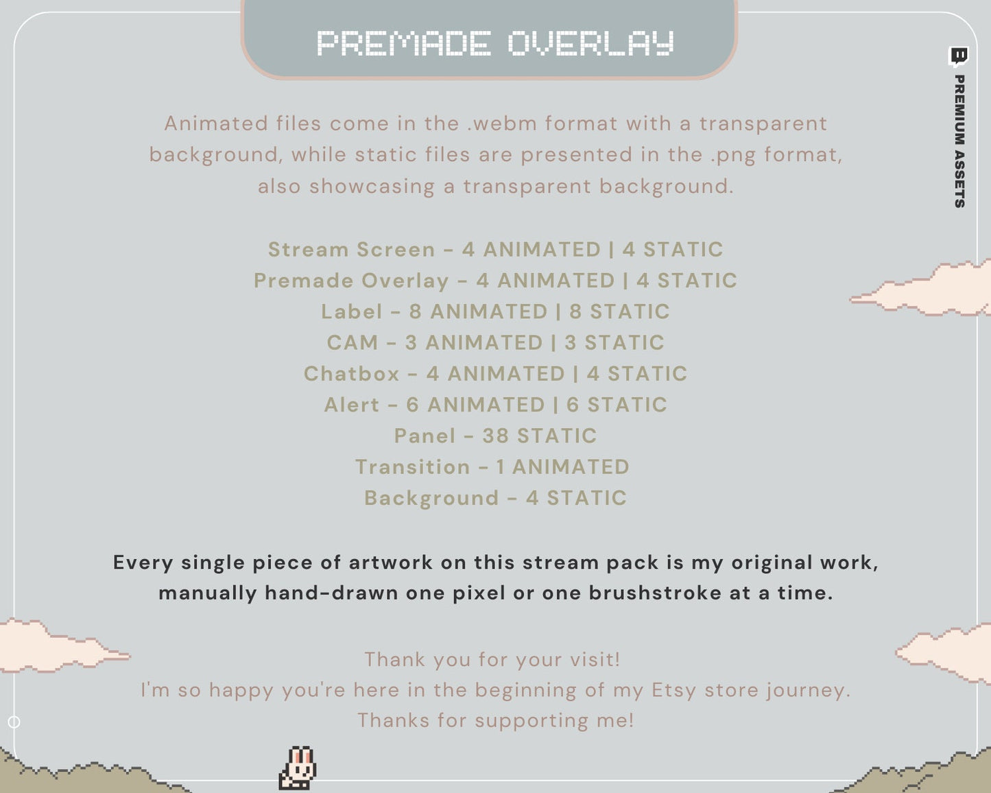 Bunny Twitch Animation Stream Overlay Animated Cute Rabbit Aesthetic Full Stream Package Lofi Stream Pack Kick Youtube Vtuber Just Chatting