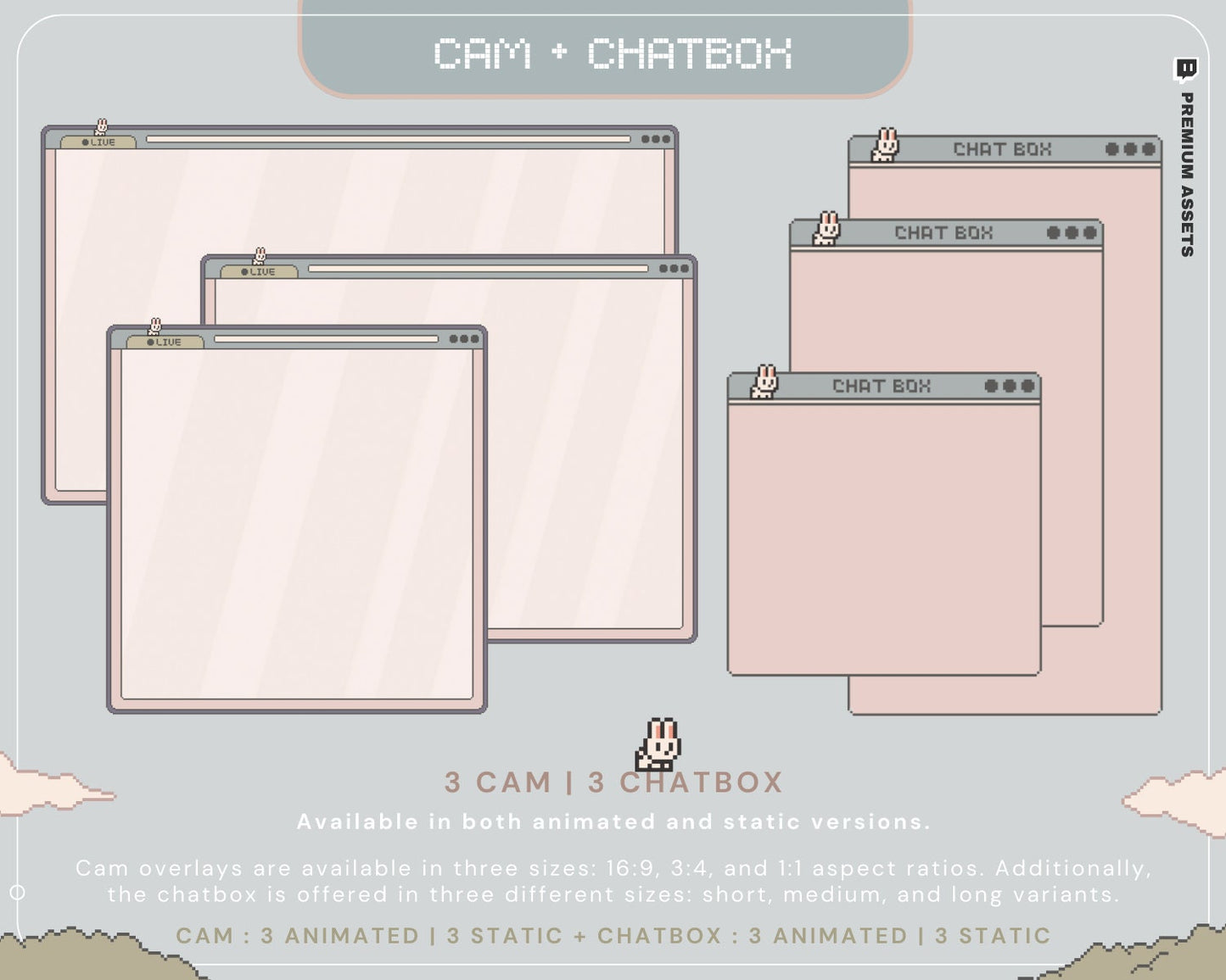 Bunny Twitch Animation Stream Overlay Animated Cute Rabbit Aesthetic Full Stream Package Lofi Stream Pack Kick Youtube Vtuber Just Chatting