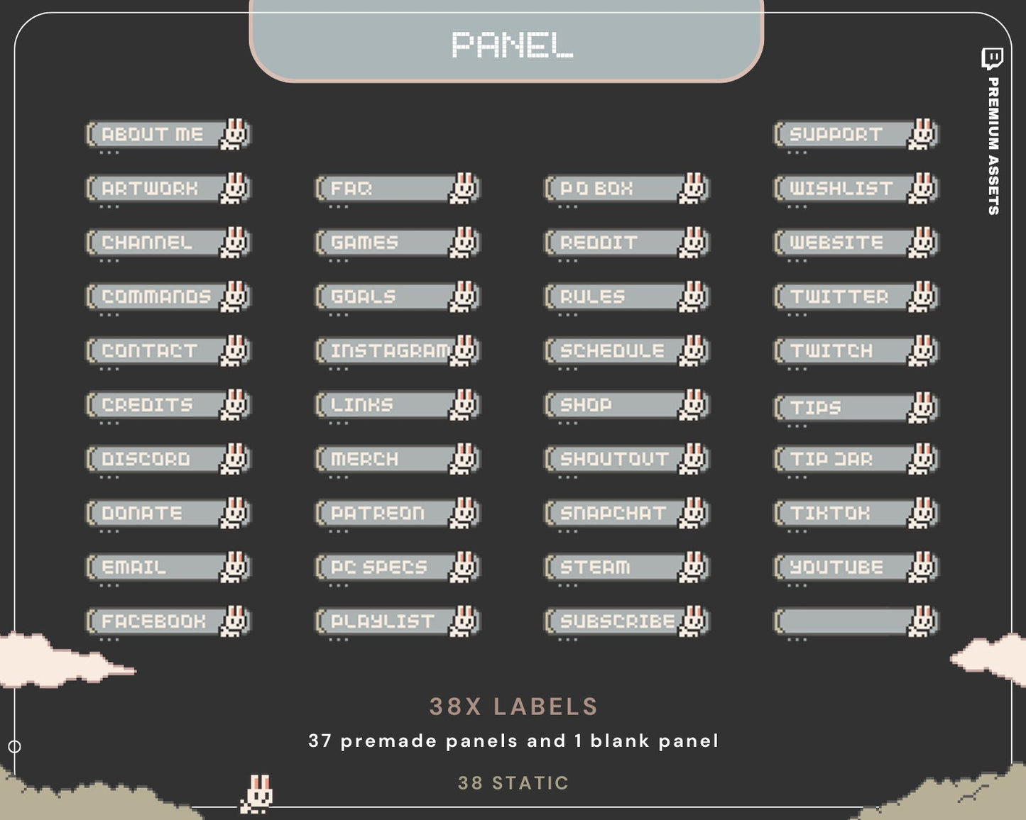 Bunny Twitch Animation Stream Overlay Animated Cute Rabbit Aesthetic Full Stream Package Lofi Stream Pack Kick Youtube Vtuber Just Chatting