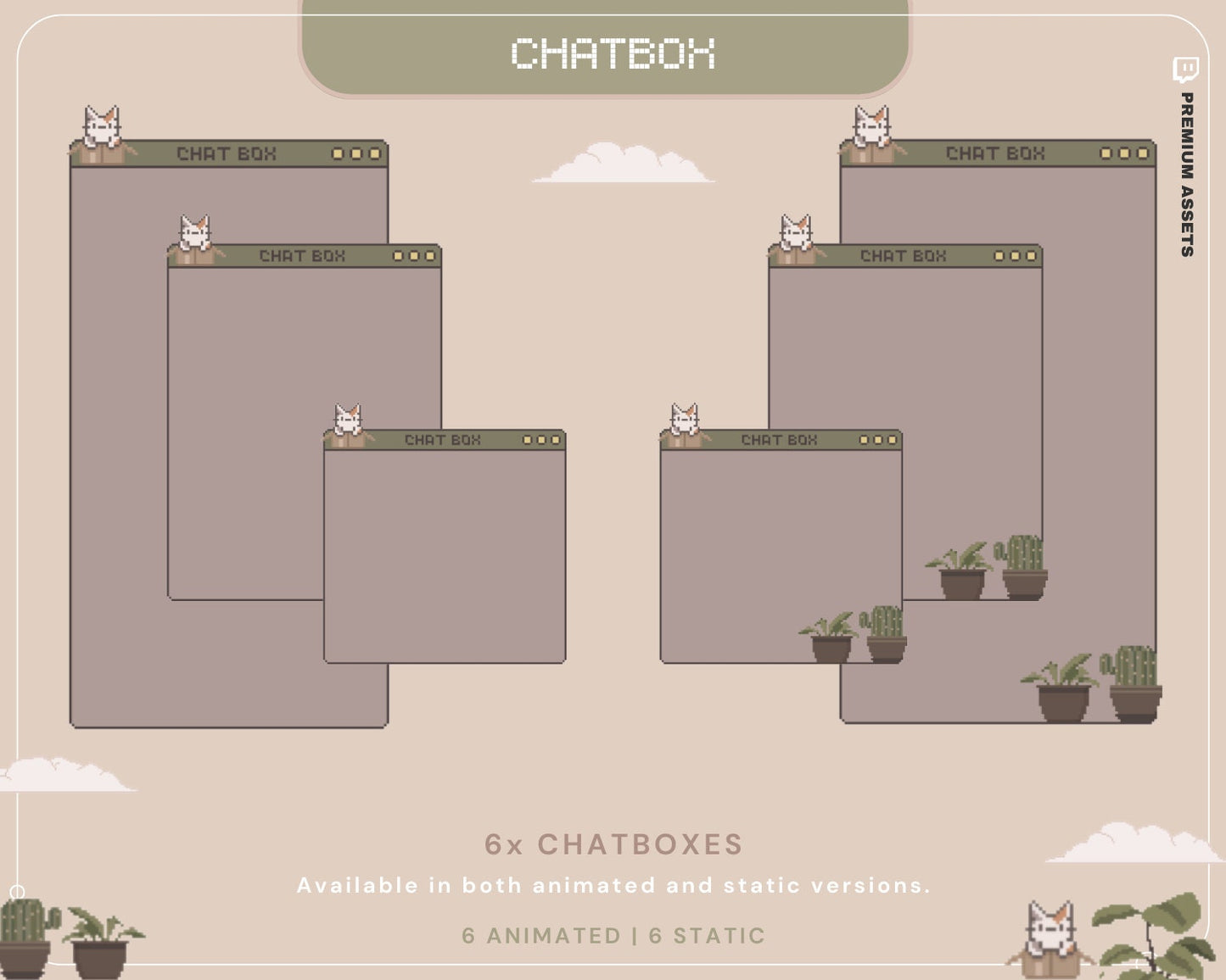 Cat Stream Animated Overlay Pack: Kitty Streamer Vtuber Kick Youtube Lofi