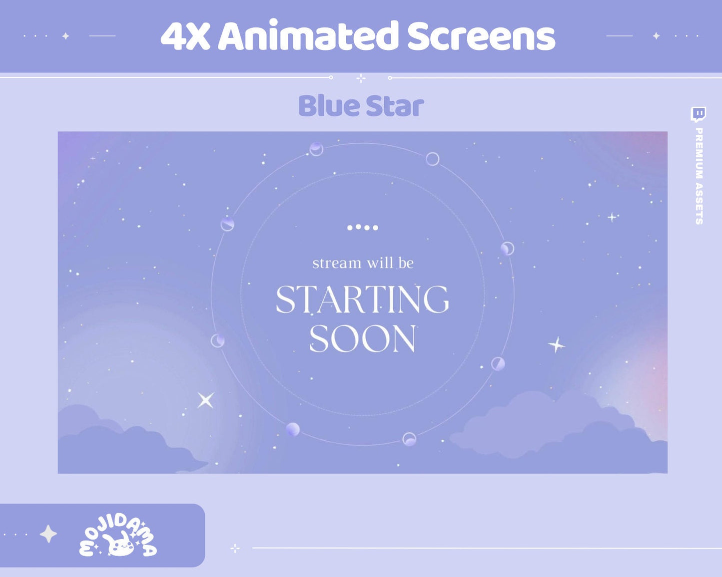 Blue Star Animated Stream Screens: Lofi Cozy Space (WEBM)