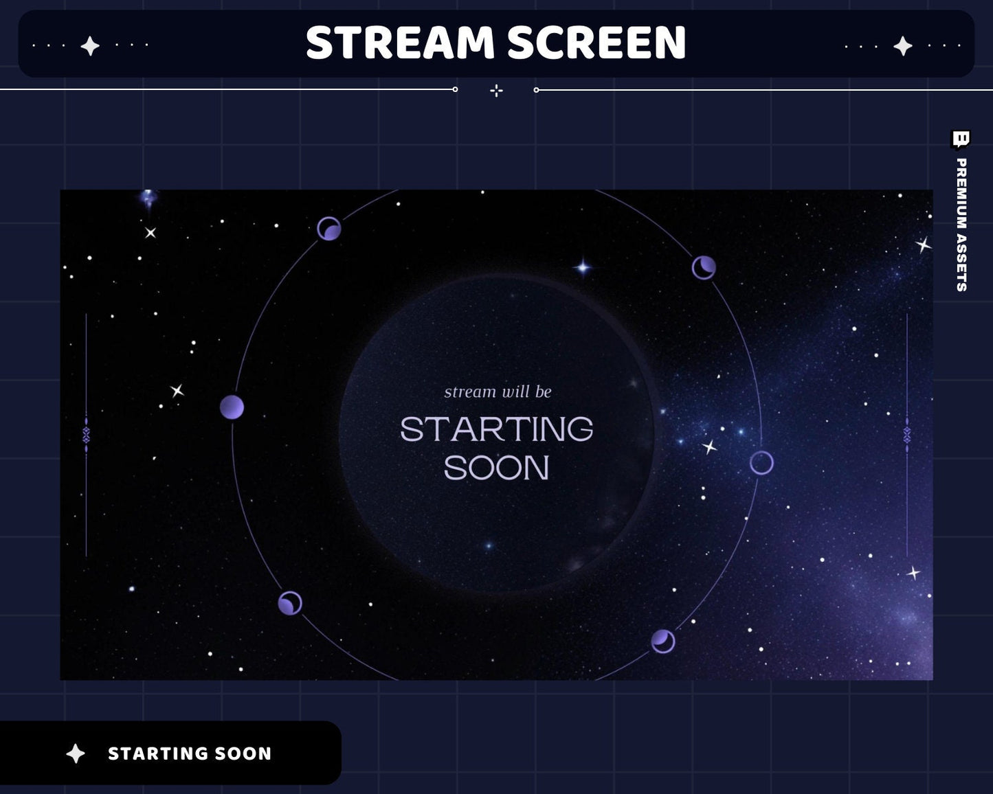 Galaxy Beam Animated Stream Screens: Dark Blue Space Theme (Digital Download)