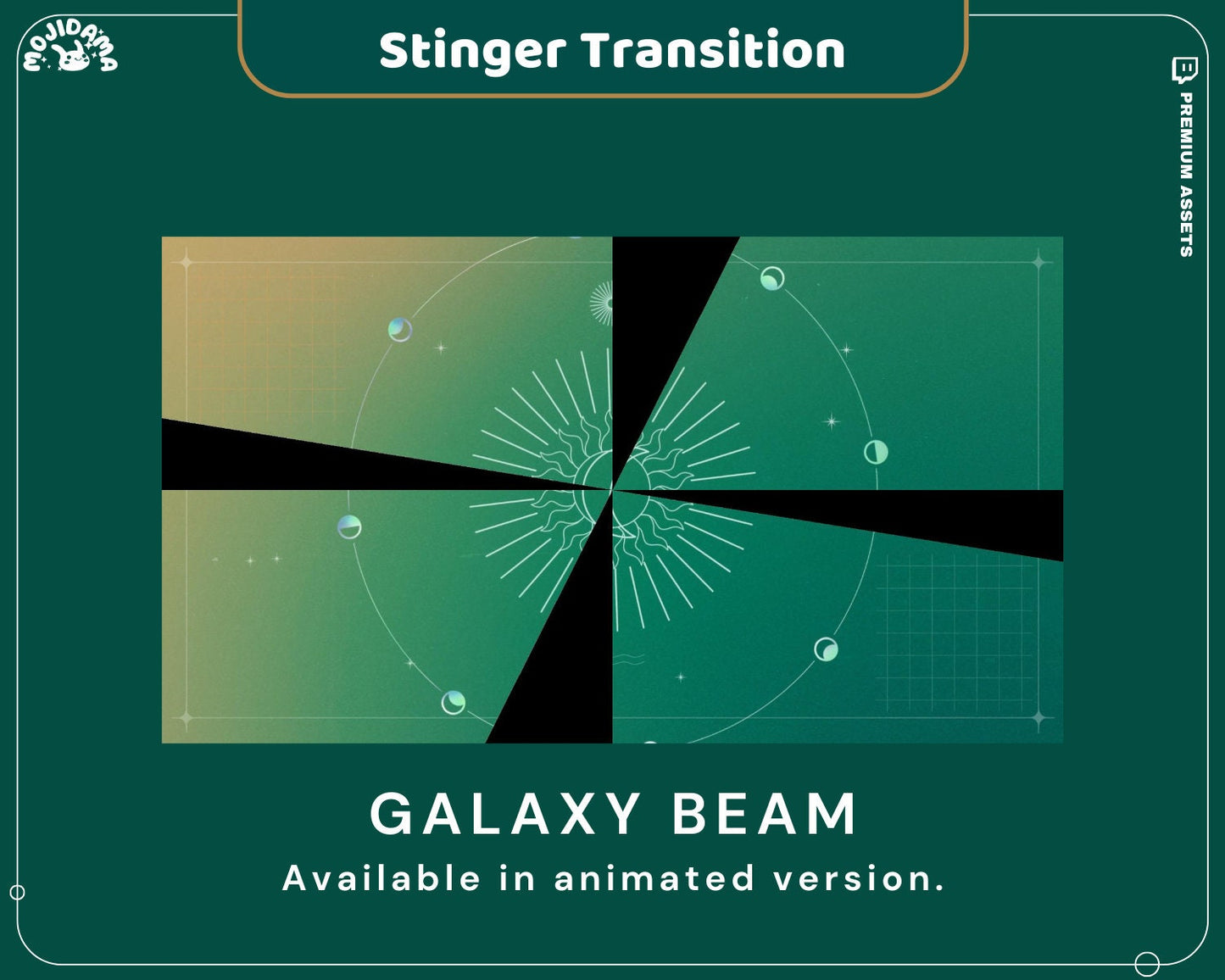 Galaxy Green Stinger Transition: Animated Twitch Overlay (Digital Download)