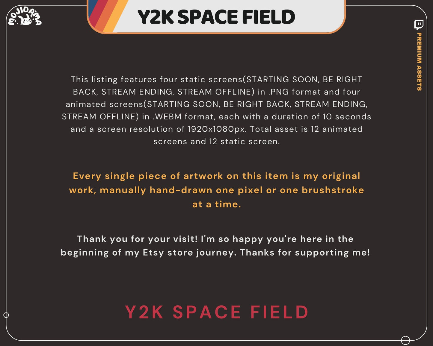 Y2K Space Field Twitch Screen Animation: Rocket & Stars (Digital Download)