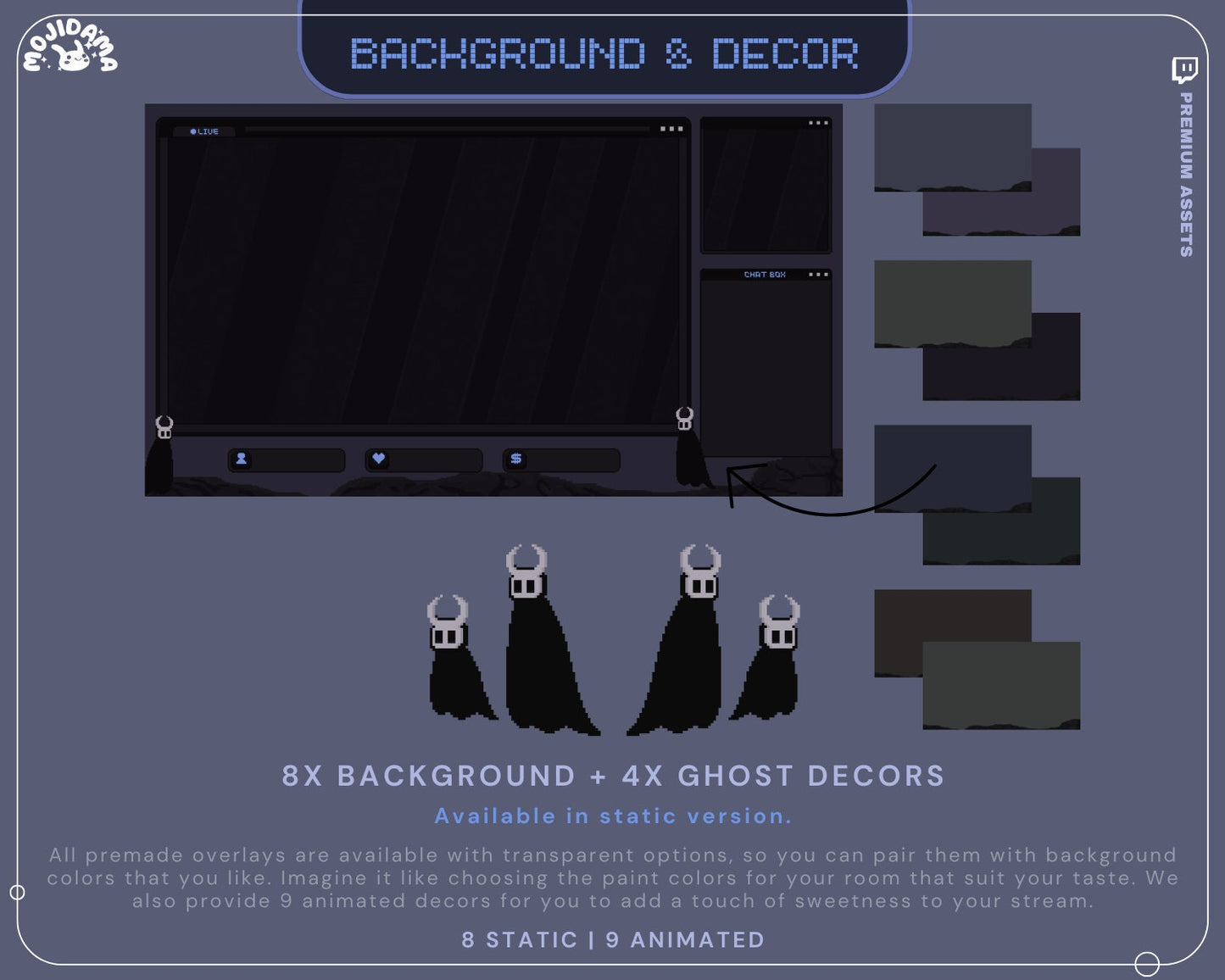 Halloween Stream Animation Overlay Animated Ghost Twitch Streaming Full Package Dark Aesthetic Lofi Streamer Pack Cozy Bundle Spooky Demon