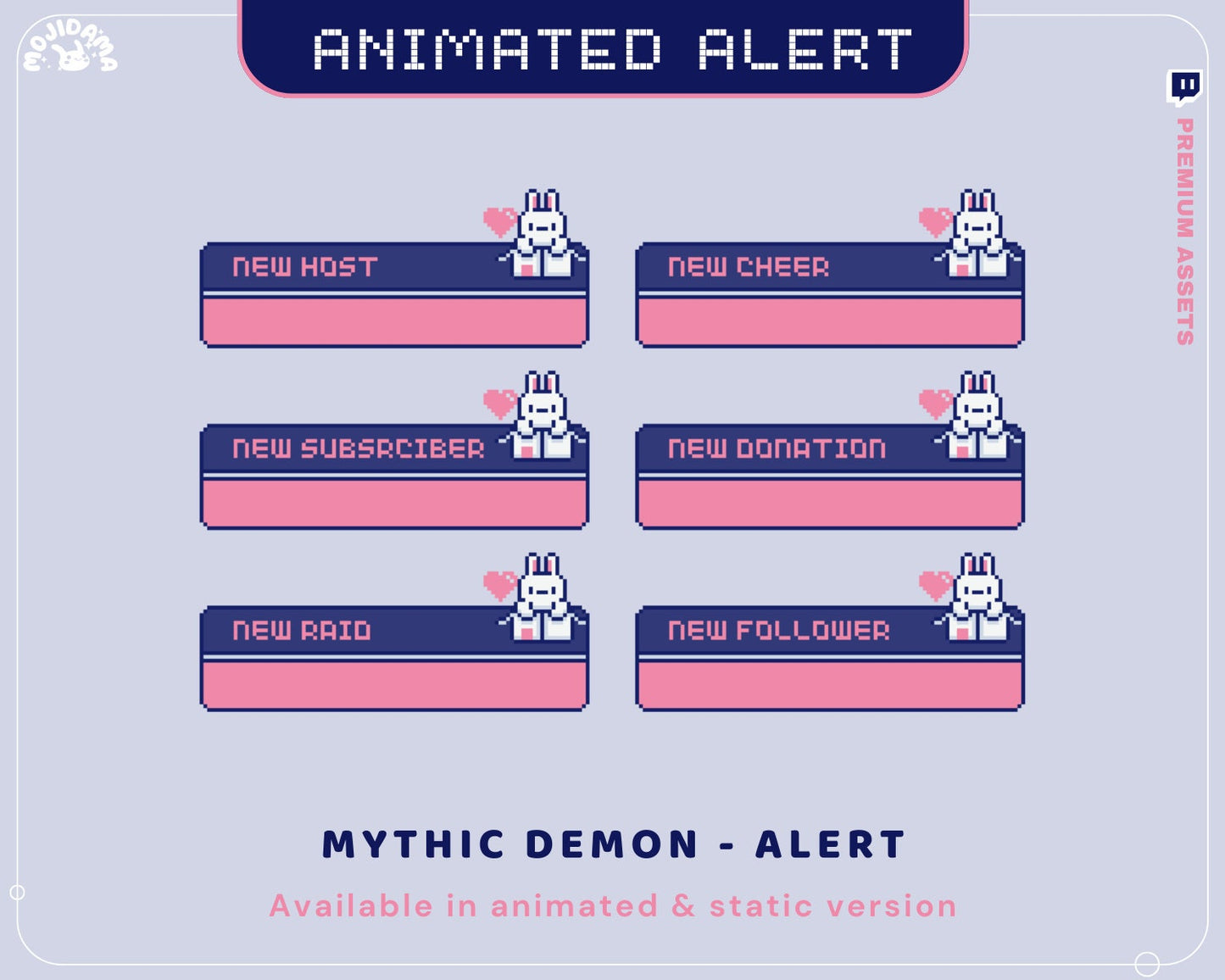 Bunny Rabbit Animated Twitch Stream Alerts: Y2K Style (Digital Download)