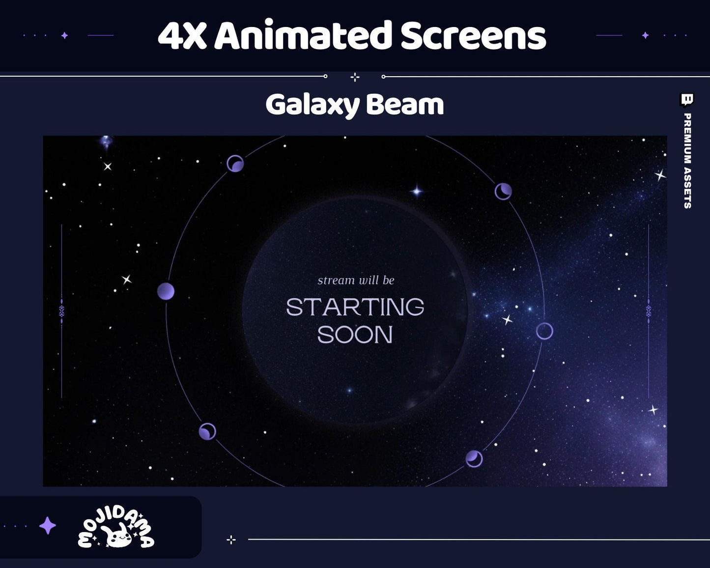 Galaxy Beam Animated Stream Screens: Dark Blue Space Theme (Digital Download)